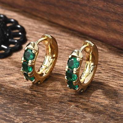 Green Cubic Zirconia Hoop Earrings X-EJEW-C022-08G-1