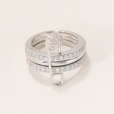 Brass Micro Pave Cubic Zirconia Finger Rings FA7520-8-1