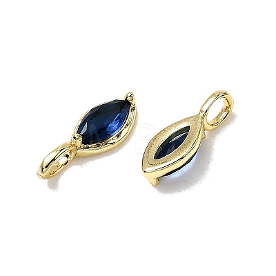 Horse Eye Brass Glass Charms KK-C134-18G-1