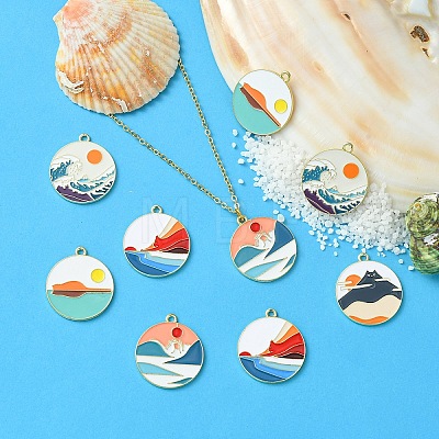 10Pcs 5 Styles Alloy Enamel Pendants ENAM-YW0003-94-1