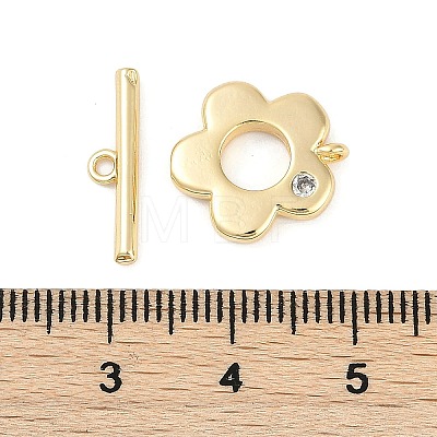 Brass Micro Pave Clear Cubic Zirconia Toggle Clasps KK-K391-19G-1