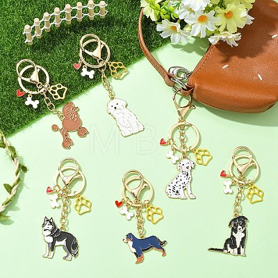 6Pcs 6 Styles Alloy Enamel Keychain HJEW-YW00562-1