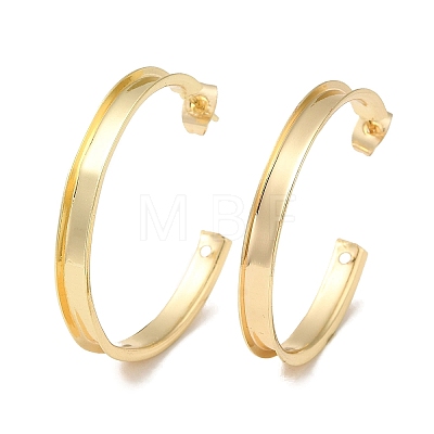 Rack Plating Iron Stud Half Hoop Earrings EJEW-M254-01G-02-1