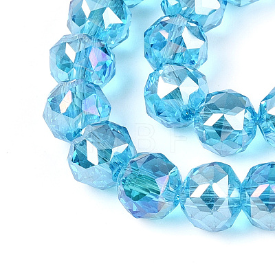 AB Color Plated Transparent Glass Round Beads Strands EGLA-T029-8mm-12T-08-1