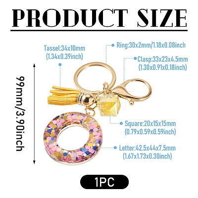 Alloy Resin Polygon Keychains KEYC-TADJ0002-03G-O-1