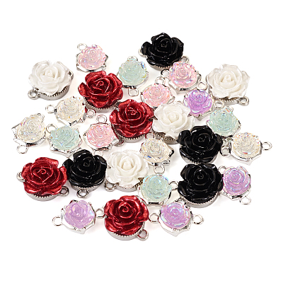 28Pcs 7 Styles Flower Resin Connector Charms RESI-TA0002-11-1