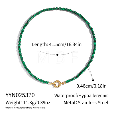 Autumn Winter Synthetic Malachite Rondelle Beaded Necklaces TB0326-4-1