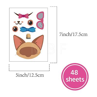 48 Sheets 8 Styles Paper Make a Face Stickers DIY-WH0467-002-1