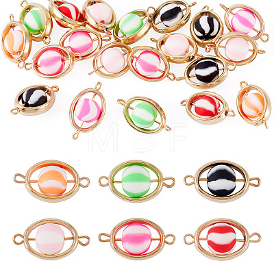 20Pcs Polymer Clay Ball & CCB Oval Frame Links Connector Charms CLAY-TADJ0001-03-1
