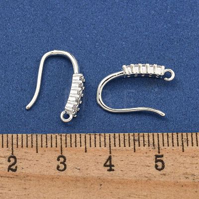 Rack Plating Brass Pave Cubic Zirconia Earring Hooks KK-O143-17S-1