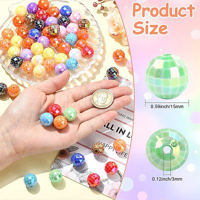 100Pcs UV Plating Opaque Acrylic Beads MACR-CJ0002-48-1