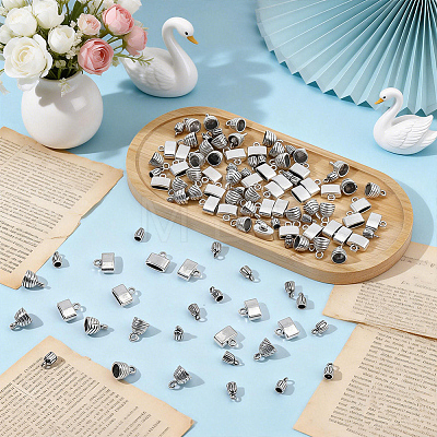 120Pcs 3 Styles Alloy Cord Ends FIND-WR0013-12-1