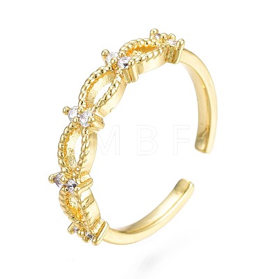Clear Cubic Zirconia Infinity Open Cuff Ring for Women RJEW-N035-089-1