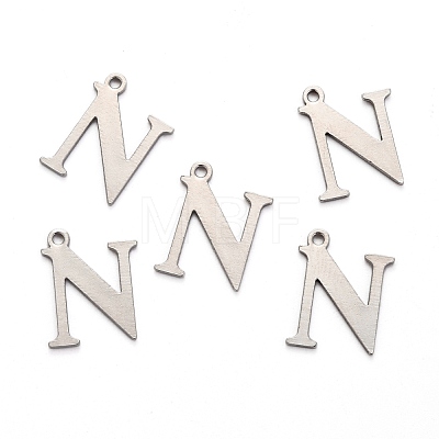 304 Stainless Steel Alphabet Charms STAS-H122-N-P-1