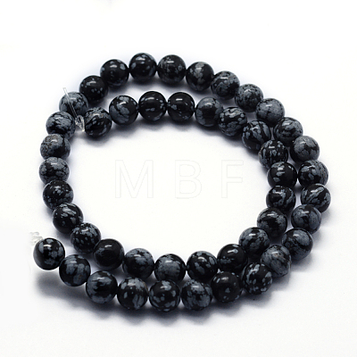 Natural Snowflake Obsidian Beads Strands G-I199-36-8mm-1