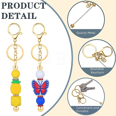 16Pcs Alloy Bar Beadable Keychain for Jewelry Making DIY Crafts KEYC-SZ0001-16G-1