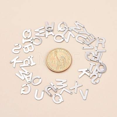 201 Stainless Steel Letter Charms STAS-S036-M-1