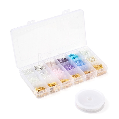 DIY Mixed Stone Chip & Glass Beads Jewelry Set Making Kit DIY-FS0002-34-1