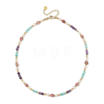 Gemstone & Natural Cultured Freshwater Pearl Beads Necklaces for Women NJEW-JN06518-02-1