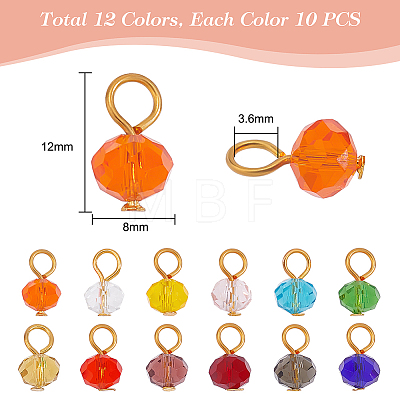 120Pcs 12 Colors Glass Charms PALLOY-AB00124-1