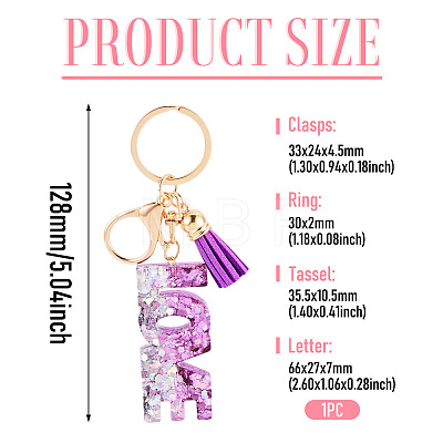Alloy & Resin Tassel Keychainss AJEW-TADJ0001-20G-10-1
