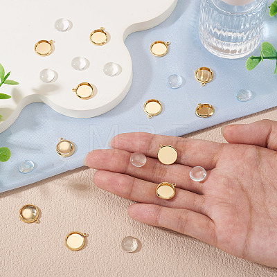 12Pcs Brass Pendant Cabochon Settings KK-TA0003-10B-1