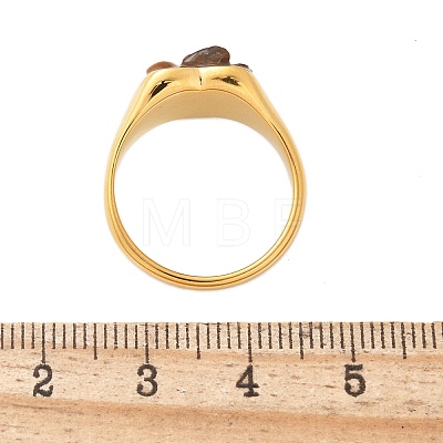 Heart Natural Tiger Eye Finger Rings RJEW-D303-01G-01-1