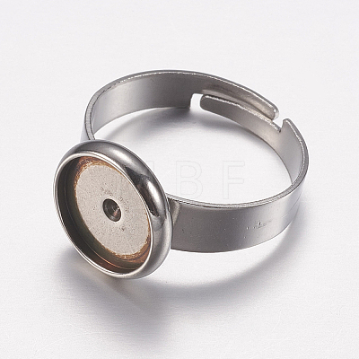Adjustable 201 Stainless Steel Finger Rings Components STAS-I097-038P-1
