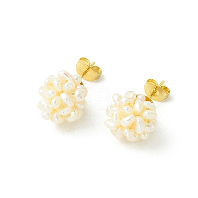Natural Cultured Freshwater Pearl Stud Earrings EJEW-JE07283-1
