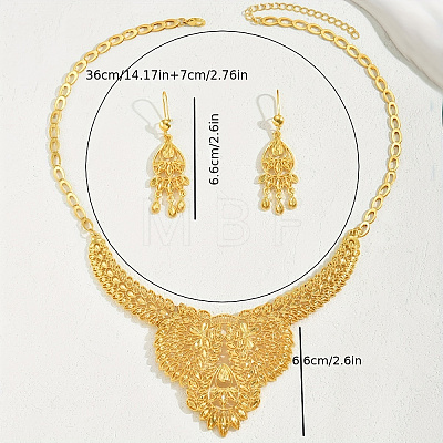 Alloy Hollow Statement Teardrop Necklace & Earrings Sets for Middle Eastern Bride HM4557-1