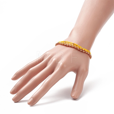 3Pcs 3 Style Natural Garnet & Glass Seed Beaded Stretch Bracelets Set for Women BJEW-JB09171-03-1