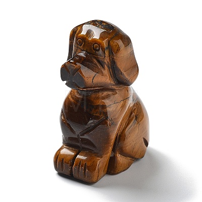 Natural Tiger Eye Carved Healing Dog Figurines DJEW-F025-01A-1