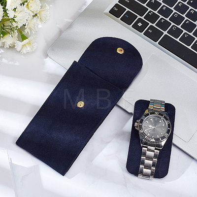 Rectangle Velvet Single Watch Storage Bag with Flip Cover ABAG-WH0044-46B-1