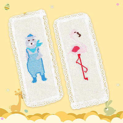 Polyester Lace Aida Cloth Bookmarks for Cross Stitch Making AJEW-WH0248-374-1