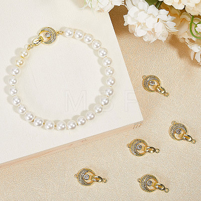 CHGCRAFT  6Pcs Brass Fold Over Clasp with Crystal Rhinestone KK-CA0002-69A-1