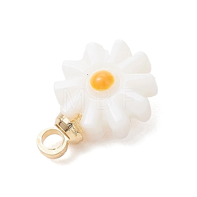 4Pcs 4 Styles Natural Freshwater Shell Enamel Flower Charms with Brass Bails PALLOY-JF04895-1