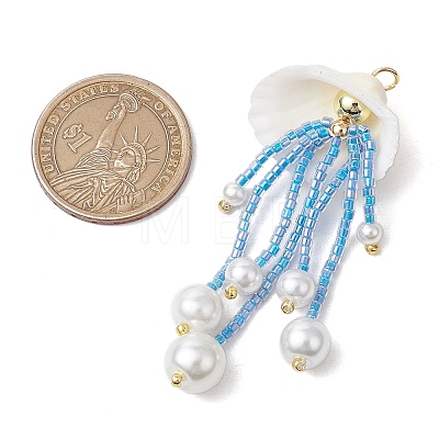 Glass Seed Beaded Jellyfish Pendants PALLOY-MZ00571-03-1