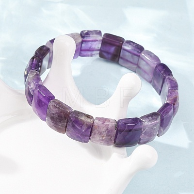 Natural Amethyst Beaded Stretch Bracelets for Unisex G-K303-02D-1