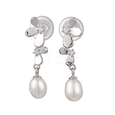 Natural Pearl Ear Studs EJEW-P286-05P-1