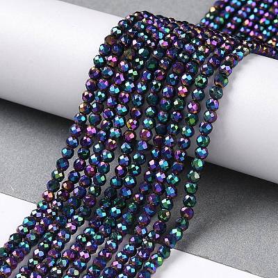 Electroplate Glass Beads Strands X-GLAA-H021-01B-FP11-1