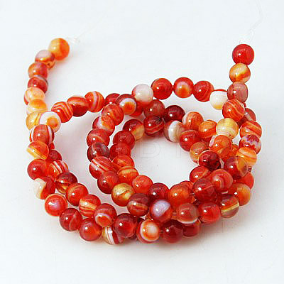 Natural Striped Agate/Banded Agate Beads Strands G-E023-M-1
