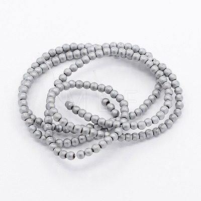 Electroplate Non-magnetic Synthetic Hematite Frosted Round Beads Strands G-N0014-2mm-21-1