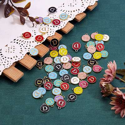 120Pcs 12 Colors Golden Plated Alloy Charms ENAM-SZ0001-64D-1