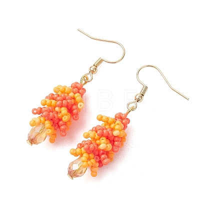 304 Stainless Steel Glass Seed Beads Tree Dangle Earrings EJEW-MZ00738-1