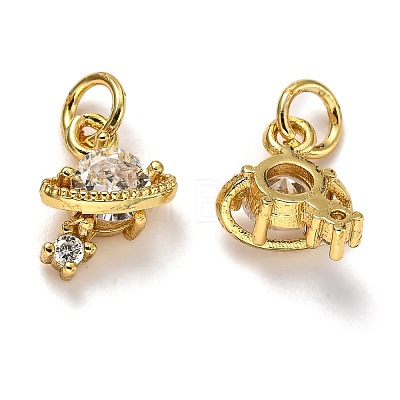 Brass Micro Pave Cubic Zirconia Charms ZIRC-H119-10G-1