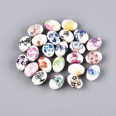 Printed Handmade Porcelain Beads PORC-Q007-13B-1