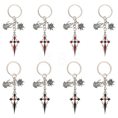 5Pcs Alloy Rhinestone Keychains KEYC-YW00288-01-1