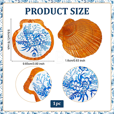 Flower Printed Natural Shell Jewelry Plates AJEW-WH0796-37-1