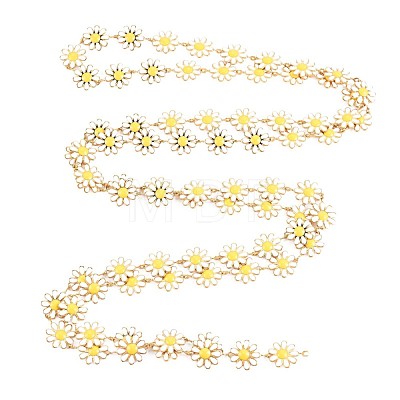 304 Stainless Steel Sunflower Link Chains STAS-N092-03LG-1
