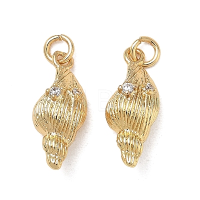 High Polished Ocean Brass Micro Pave Clear Cubic Zirconia Pendants CU-CBAF3CF-02J-01-1